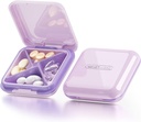 Primer tablete DUBSTAR, majhne tablete Box - vodoodporne dnevno majhne tablete Primer za purpure Pocket Compact Travel Medicine Imetnik za vitamine,ribja olja,Dodatki (4-kompartmenti, vijolična)