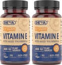DEVA Vegan Naravni vir Vitamin E 400IU z mešanimi tokoferoli, Soy-free – 90 Veg Caps (Pack z 2)