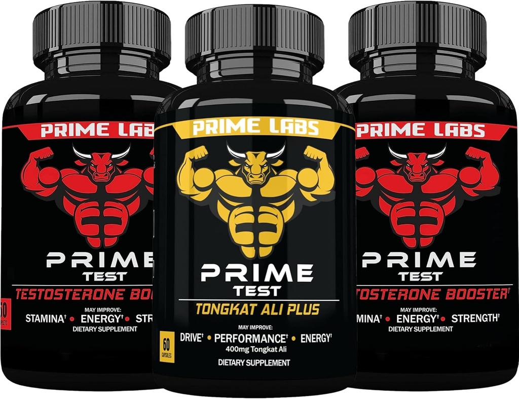 Prime Labs Prime Testosteron Booster (60 ct, 2-Pack) + Tongkat Ali Plus (60 ct)