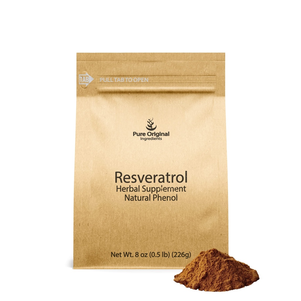 PURE IZVIRNE SESTAVINE Resveratrol prašek, 8 oz, fitoaleksin, izvleček korenine poligonuma