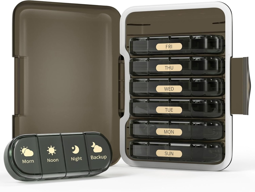 Tedenske tablete Organizator 4 krat na dan, 7 dan tablete Box 4X, Prenosna za potovalne tablete primeru tablete za tablete/vitamin/ribje olje/sredstvo/dodatki (4x7 črna)