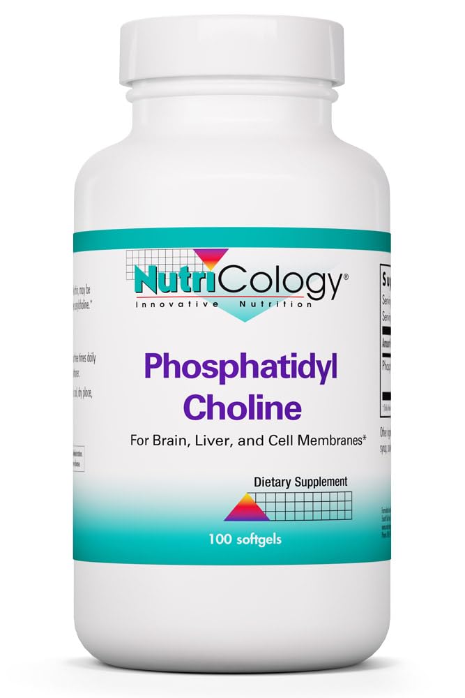 Nutrikologija Fosfatidil Choline dodatek - Lecitin kapsule, Prebavne encime za jetra, Debelost Prebavna podpora, Choline dopolnila za maščobna jetra, 1540mg Mehkužci - 100 Število