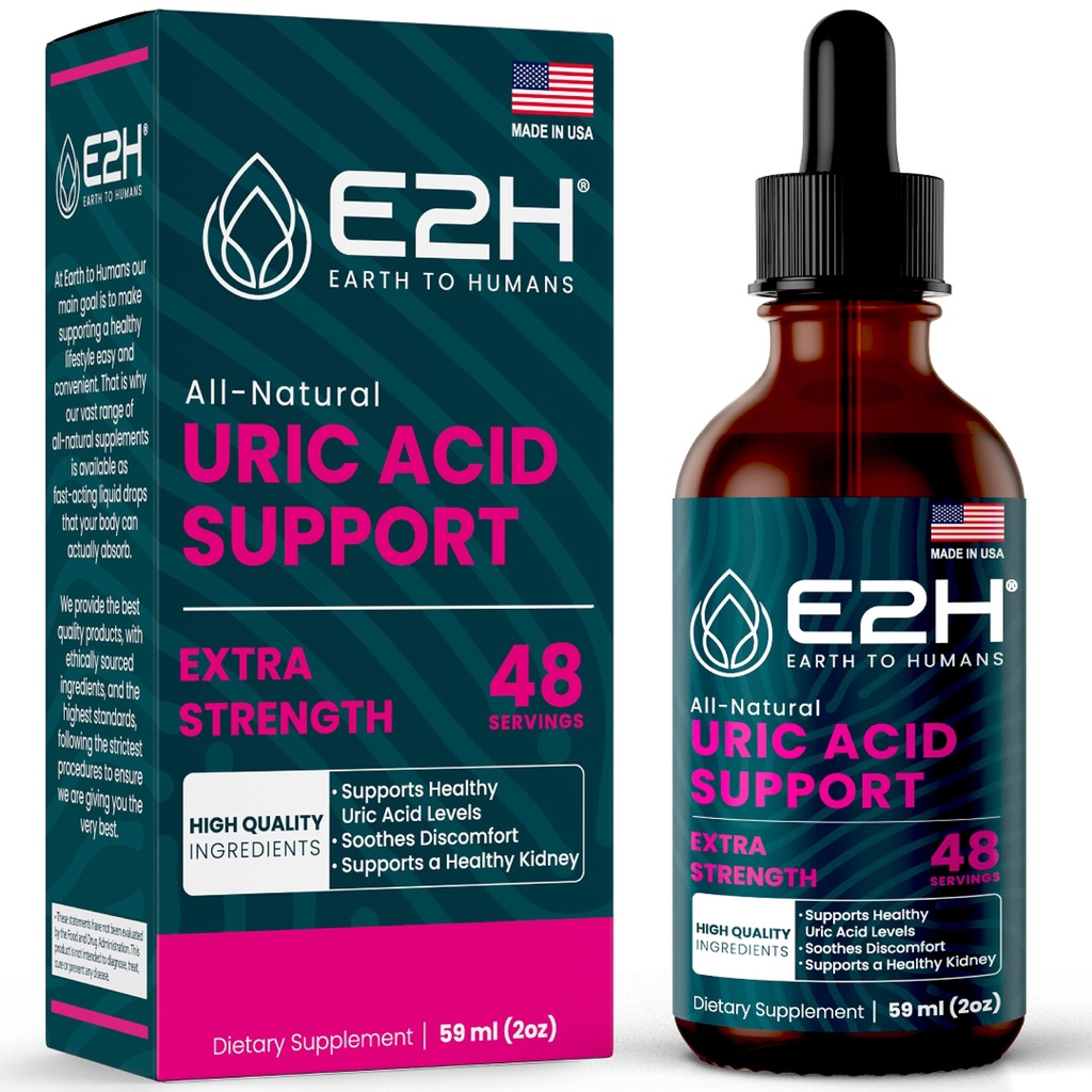 E2H Podporni dodatek za sečne kisline - Tart Cherry in Devil's Claw - Podpira zdravje sečne kisline in delovanje ledvic Non-GMO - Vegan - 2 Fl Oz