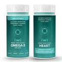 Iwi Omega-3 Minis & Heart Omega-3 Bundle, 30 Servings, Veganska rastlinska osnova Algae Omega 3, Krill & Fish Oil Alternative, Brez ribjega pookusa