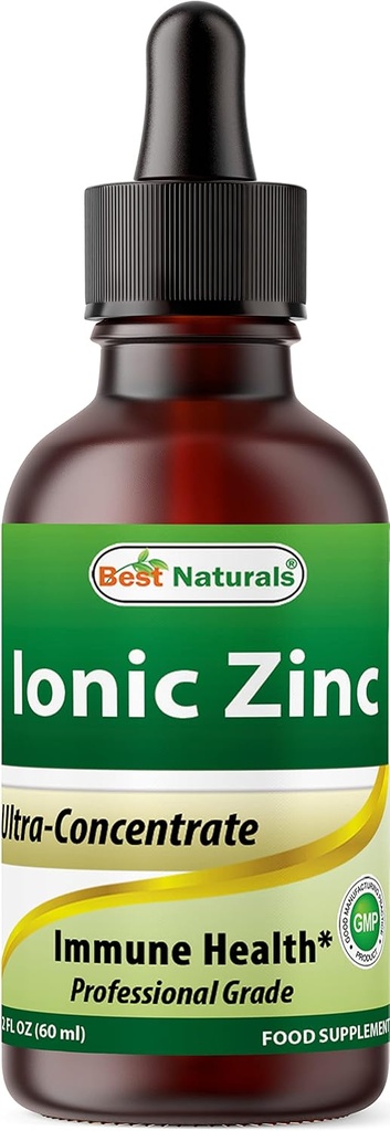 Best Naturals Ionic Tekoči cink - Imunska podpora - Visoka biološka razpoložljivost - Steklenice 2 OZ (60ml)