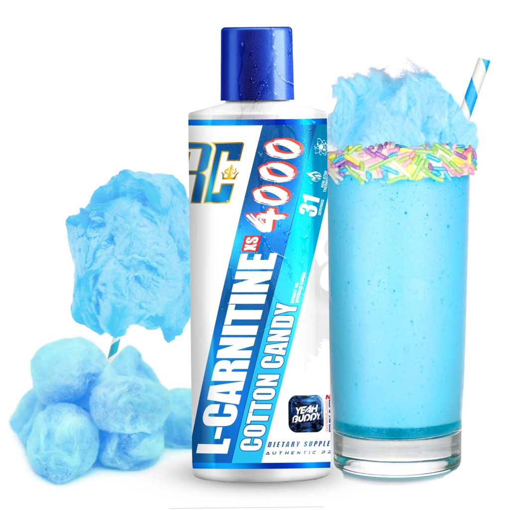 Ronnie Coleman Signature Series L Carnitine XS 4000 Liquid, Stimulant Free, Sugar Free, Zero Carbs, Lean Muscle Jakost Podpora za moške in ženske, 16 Oz (16 oz, Cotton Candy (4000))