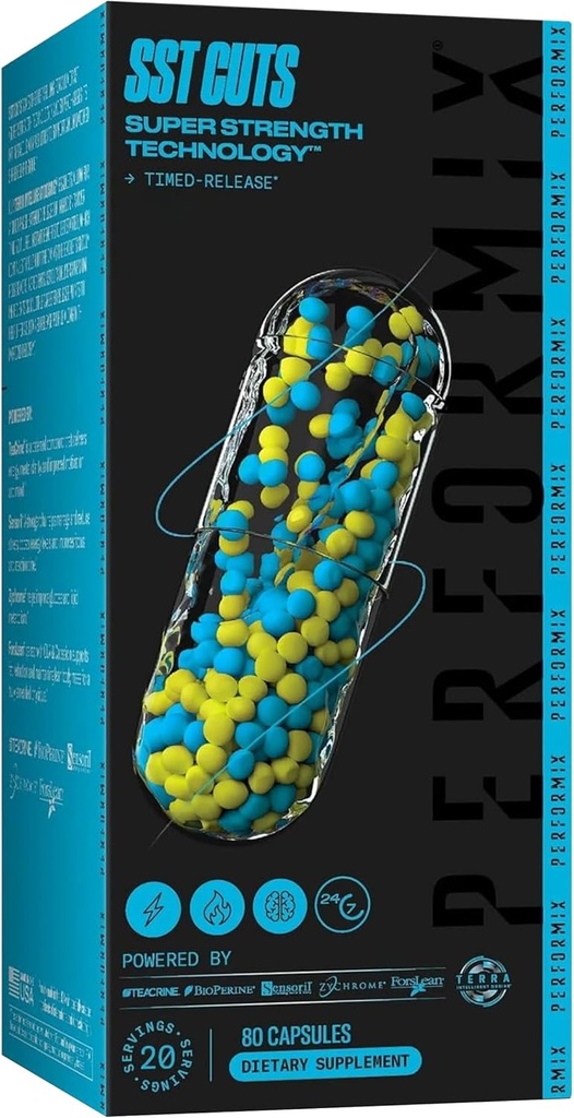PERFORMIX SST reže Super moč tehnologija - Energija, Fokus & Mood - Nootropic, Kofein, Zychrome & Teakrine - Pred vadbo dodatek za moške in ženske - 80 Serving