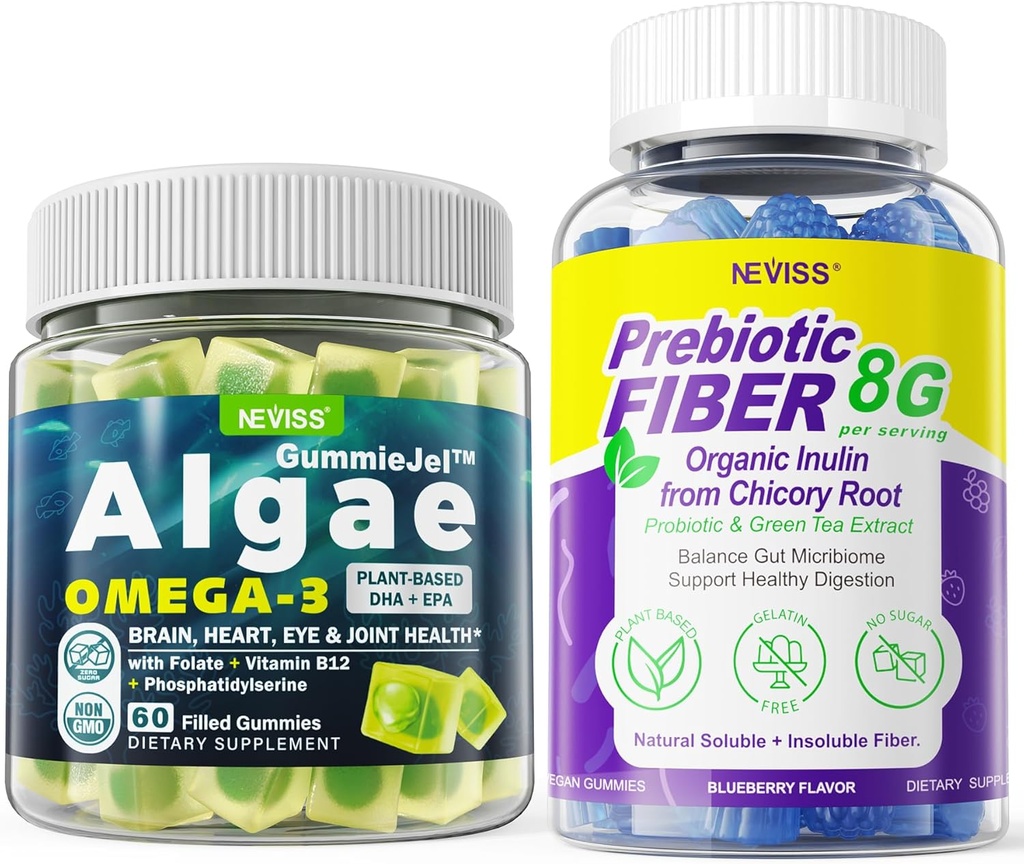 Vegan Omega 3 Gumies 1000mg + Prebiotične Fiber Gumies za odrasle 8g