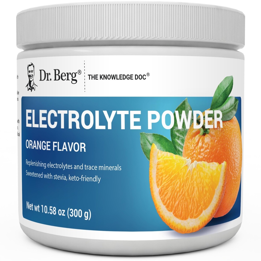 Dr. Berg Zero Sugar Hydration Keto Electrolyte Powder - Izboljšan w/ 1000 mg kalijeve in prave rožnate himalajske soli (ni za namizno sol) - Oranžna aroma Hidracijska pijača Mix dodatek - 50 Strežnice