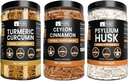SESTAVINE CEILON Cinnamon, Psyllium Husk in kurkuma kapsule paket (730 kapsul po eno), brez magnezijevega ali riževega polnila