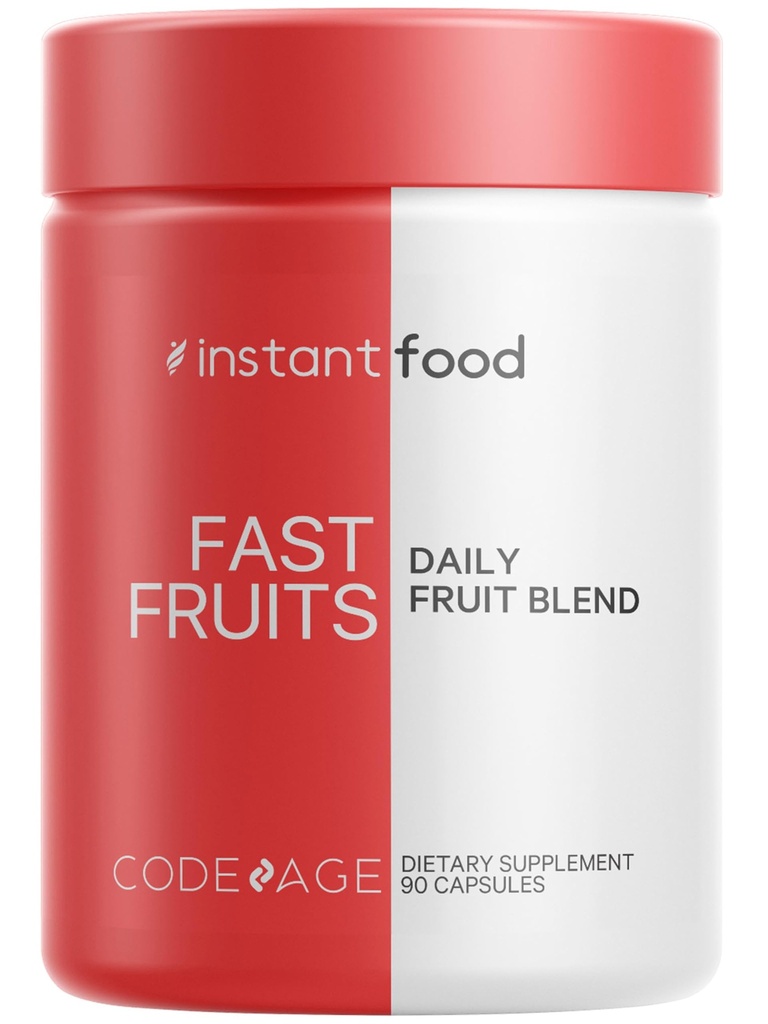 Codeage Instantfood Hitri sadeži, več kot 15 Sadje v prahu Enakovreden All-in-One, Vegan Daily Cela hrana Vitamini - jagode, Antioksidant Polifenoli & Bioflavonoid Multivitaminski, Non-GMO, 90 kapsul