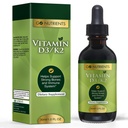 Go Nutrients Vitamin D3 K2 Kapljice – Tekoči VIT D dodatek z MK7 za odrasle in otroke – Visoka absorpcija Podjezična podpora za kosti, kardiovaskularno, srce in imuno zdravje – 1 oz, 90 Servinga