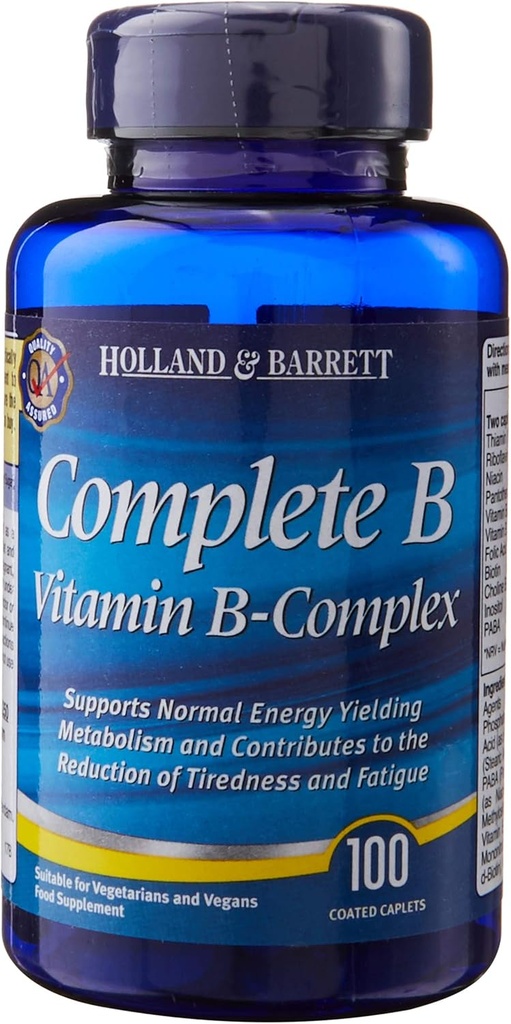 Popolna B vitamin B-kompleks 100 Enostaven za pogoltnitev premazanih kapsul