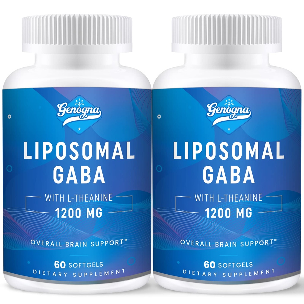 Liposomska GABA z L-teaninom 1200 mg - 2 pakiranji z velikimi dodatki GABA, 120 kapsulami za odrasle