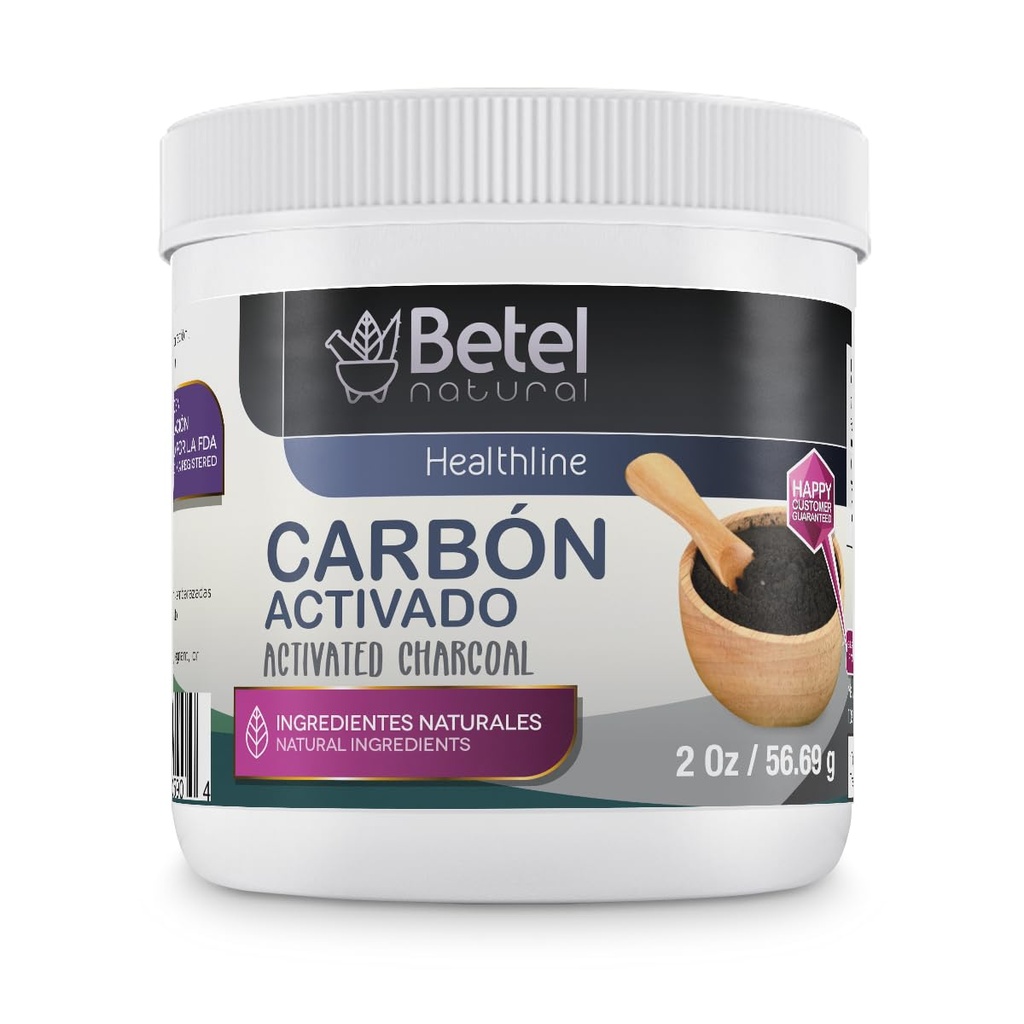 Betel Natural Premium Aktiviran Charcoal/Carbon Activado Powder 100% Pure Ultra Fine - 2 Oz