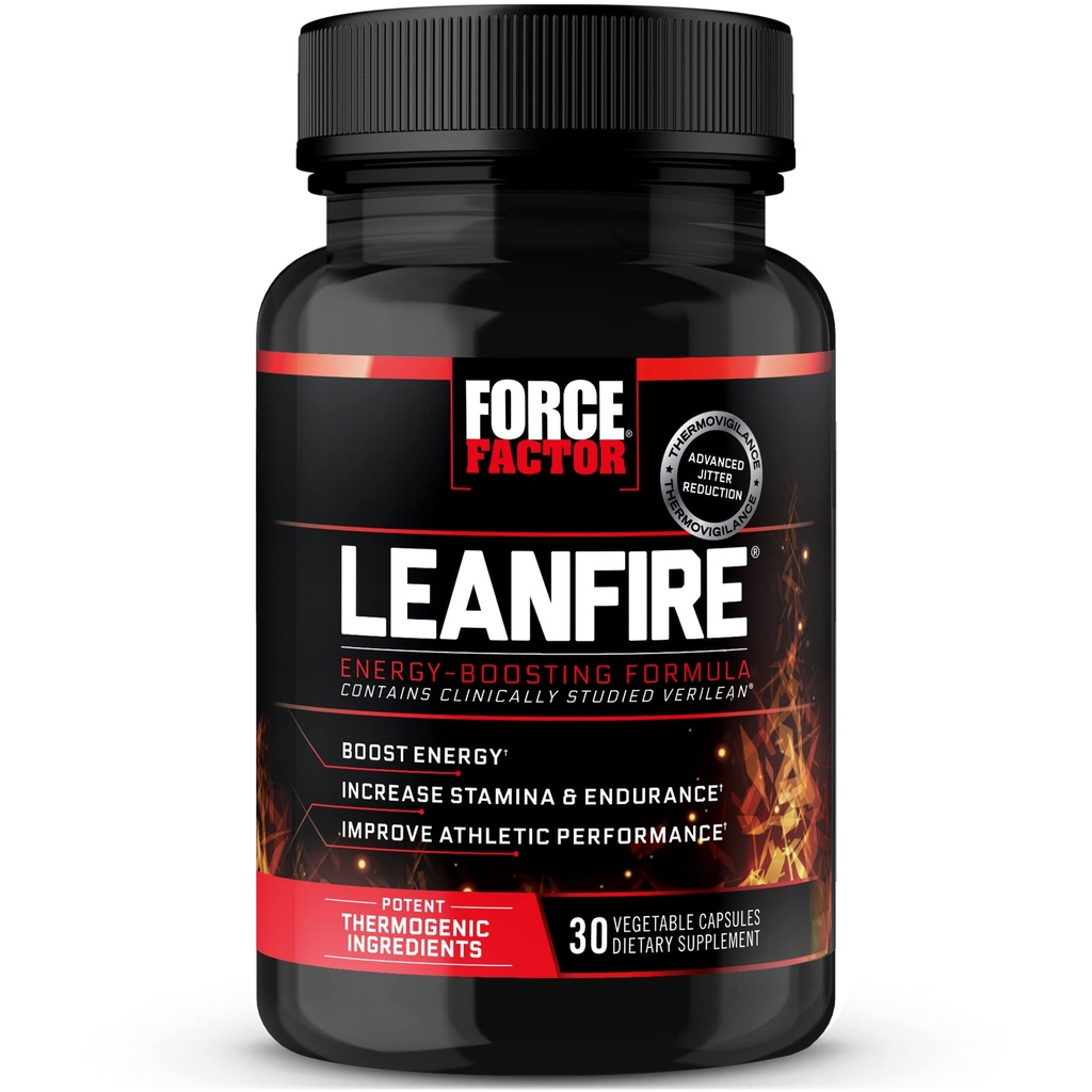 Sila Factor LeanFire Pred vadbo energijske tablete z izvlečkom zelenega čaja in kofein za povečanje energije, Gradite Lean Muscle, Črna, 30 Število (Pack of 1), Paket maj Vary