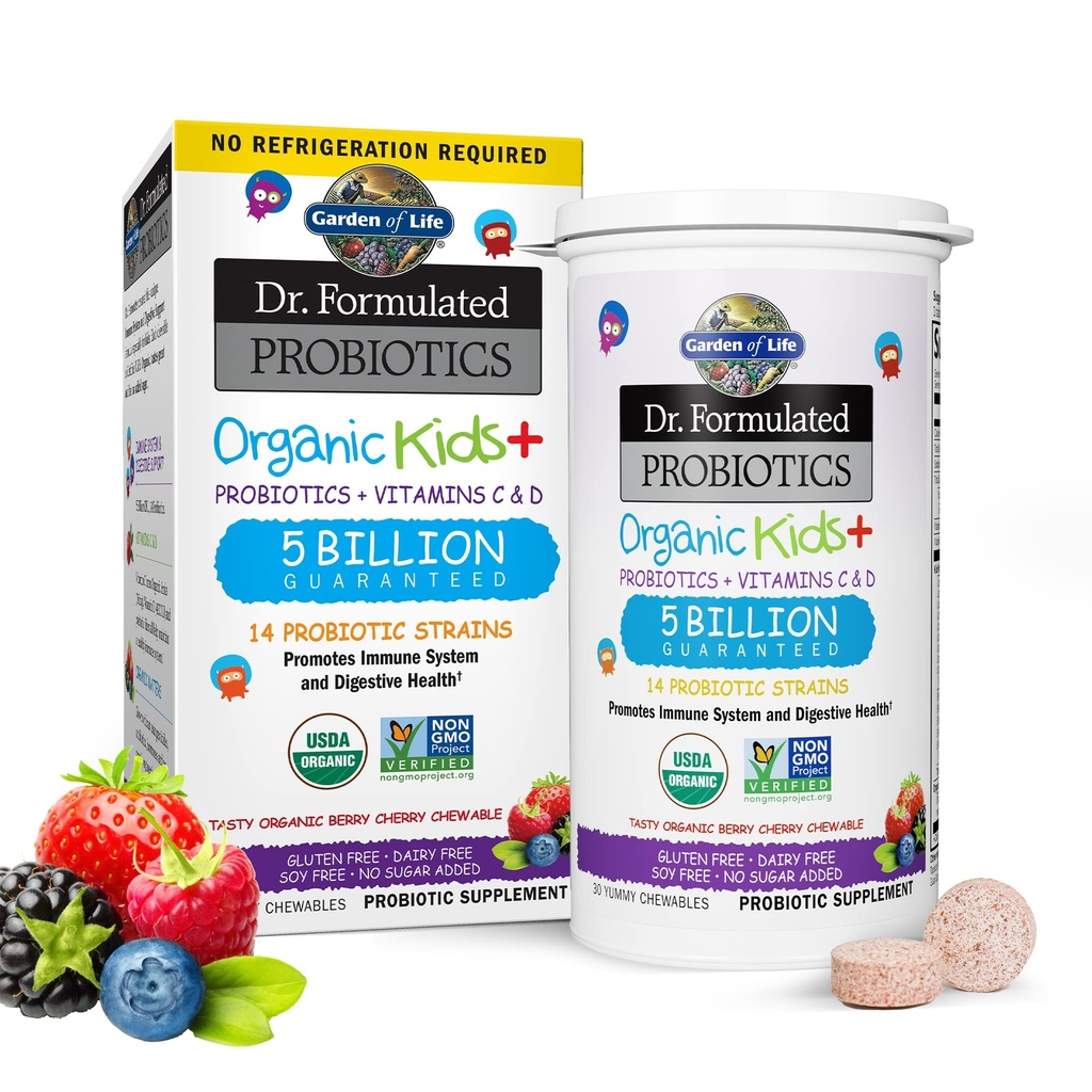 Vrt življenja Vitaminska koda Ženske Več 120 Kapsule & Dr Formulirani Organic Kids+ Probiotik 30 Žvečilni paket