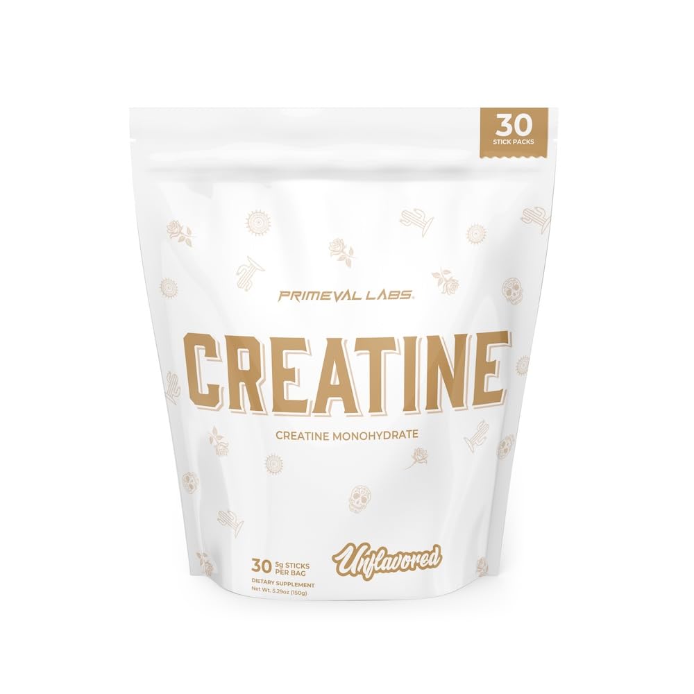 Primeval Labs Clean Creatine Monohydrate Powder | Flavored Powder for Muscle Strength & Recovery | Latin Aqua Fresca Flavors | Workout Supplement for Men & Women | 30 Servings | Unflavored
