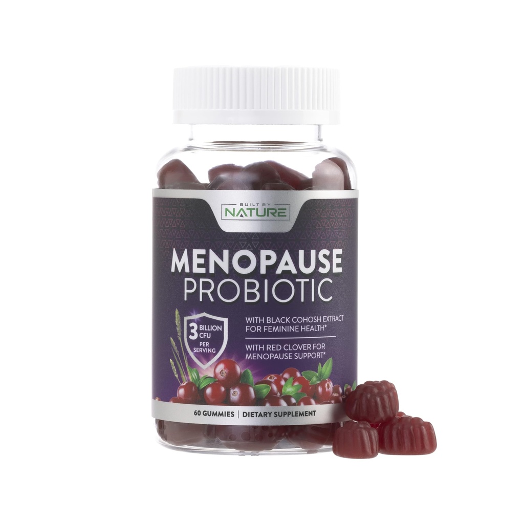 Menopause dopolnila za ženske - Menopause probiotik Gummy - ženski menopause Relief za vroče Flashes, nočno potenje & Mood Swings s črno Cohosh & Cranberry - Non-GMO, Vegan - 60 Gummies