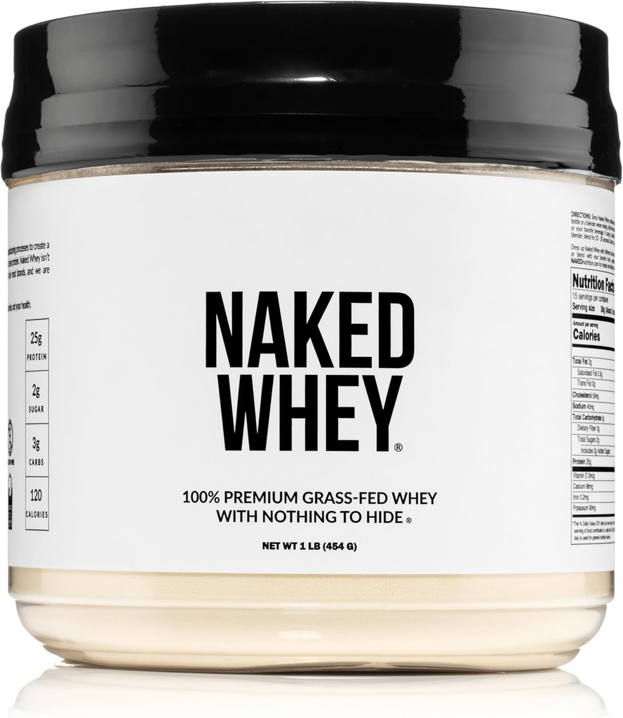NAKED Whey 1Lb - samo 1 Sestavina, Grass Fed Whey Protein v prahu, nedenaturiran, brez Gmos, brez soje, brez glutena, spodbujanje rasti, izboljšanje okrevanja - 15 Servisi
