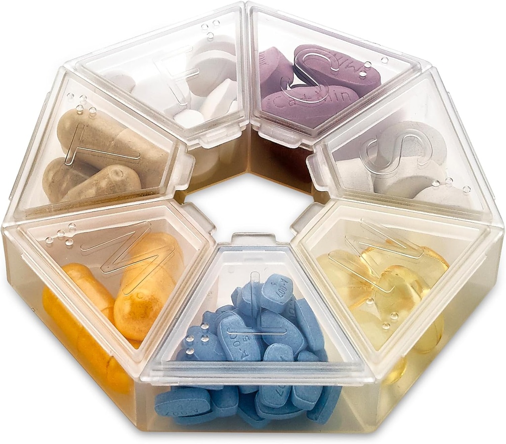Medca tedenske tablete Organizator Clear 7-Sided Pill Opomnik, Hexagon Shaped