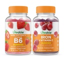 Življenjski Vitamin B6 + Likalnik z vitaminom C, Gummies Bundle - odličen okus, Vitamin dodatek, Gluten brezplačno, GSO brezplačno, Žvečljiva