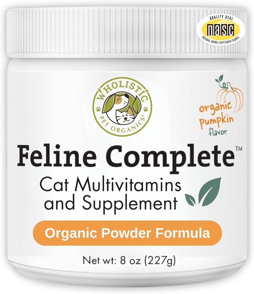 Wholistic Pet Organics Mačja popolna organska buča - 8 Oz - Multivitaminski & probiotični prašek za mačke - Natural Cat Food & Prebavna podpora