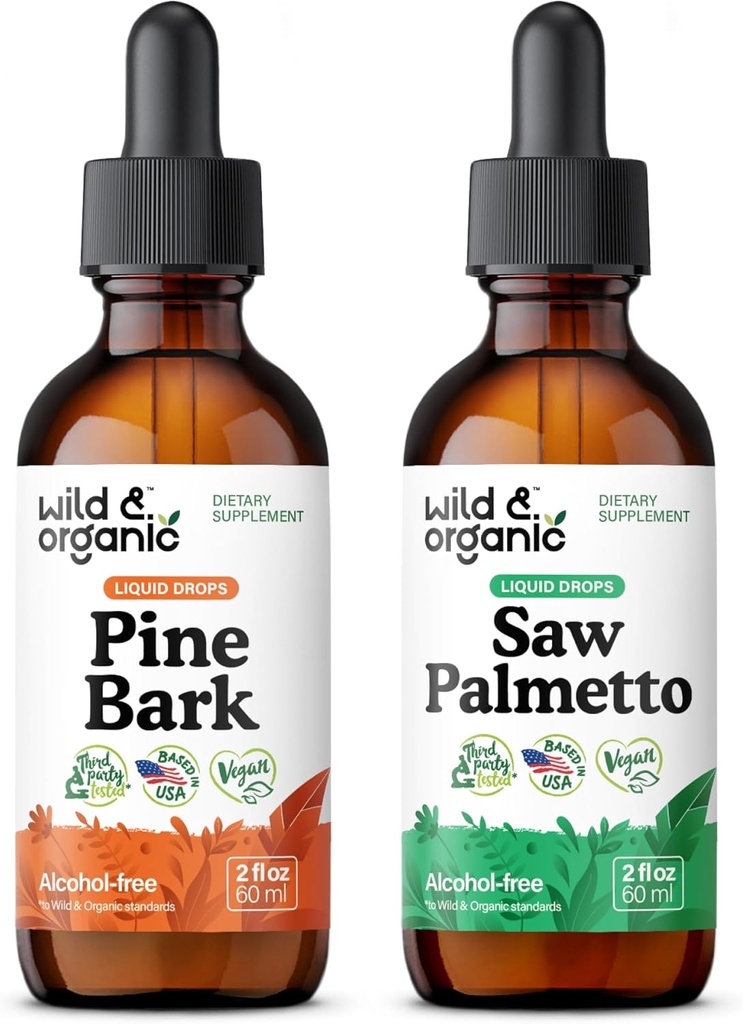 Tinktura divjega in organskega pina 2 fl oz & žaga tinktura Palmetto 2 fl oz