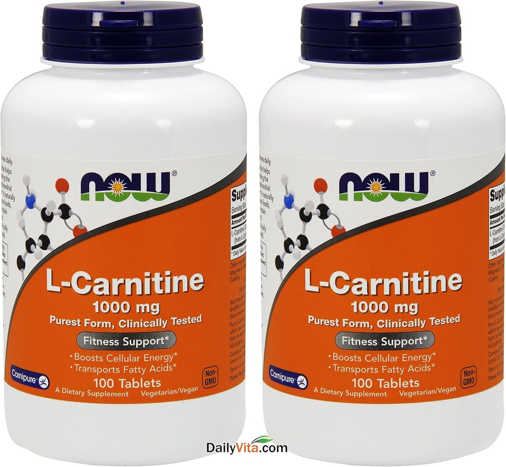 NOW Foods L- Carnitine Tartrate 1000mg, 100 tablet (paket z 2)