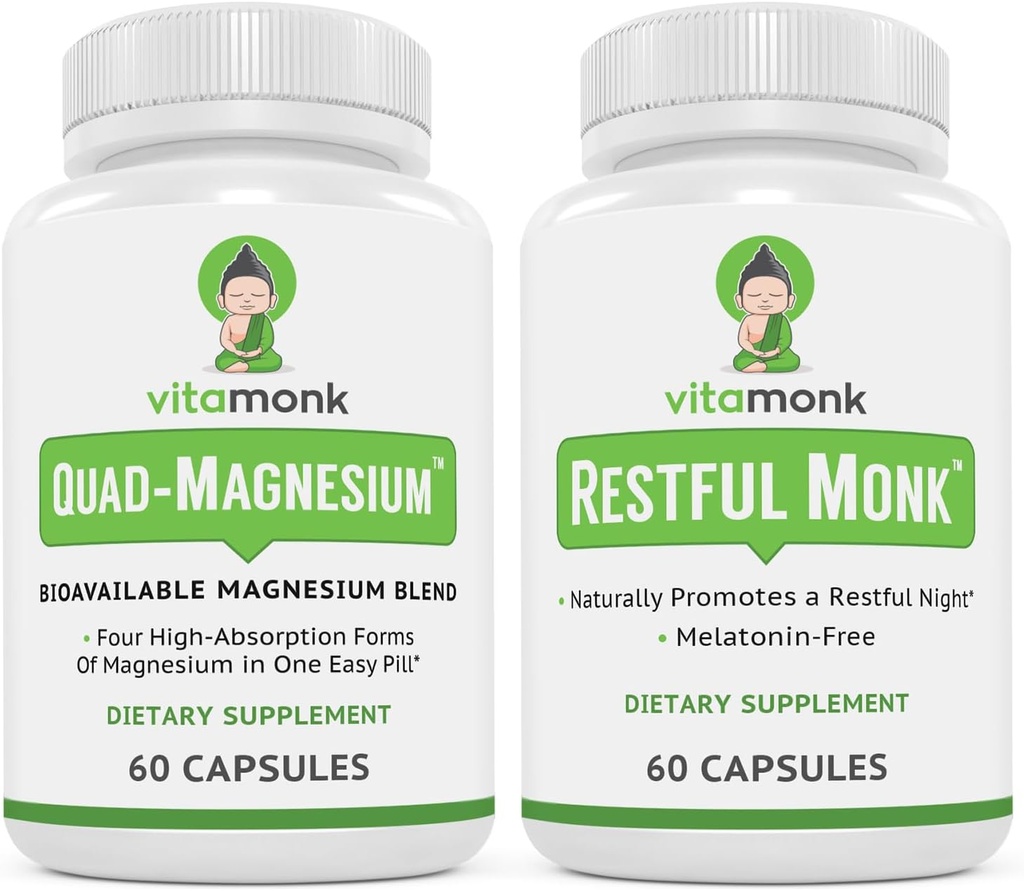 Spanje in sprostitev paket: VitaMonk Melatonin-free spanja pomoč + Quad magnezijeva mešanica