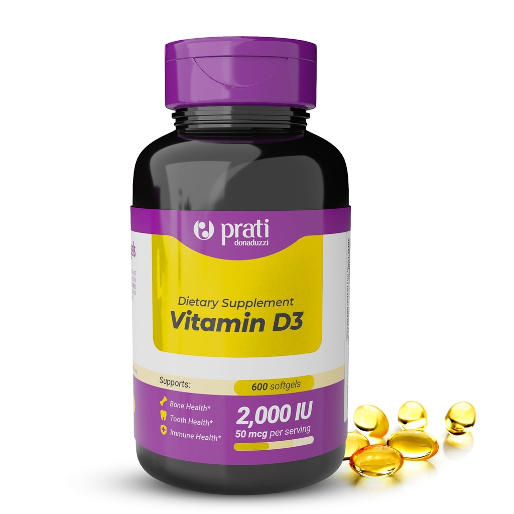 Vitamin D3 2.000 i.e. – 600 Softgels – Podpira obrambni sistem, zdravje kosti in mišic – družinska velikost
