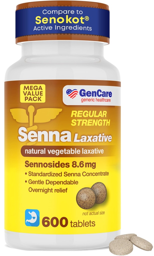 GenCare Senna Laxative 600 tablete Senna 8. 6 mg tablete z naravnimi senozidi  Varno in učinkovito 