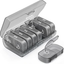 AUVON XL Tedenska tablete Organizator 2 krat na dan, tablete Box 7 dan z enostransko velike odprtine za enostavno uporabo, Siva AM PM tablete Primer za zdravila, vitamini, ribje olje, dodatki