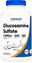 Nutricost glukozamin sulfat 1500 mg, 240 kapsul - 750 mg na kapsulo, brez glutena, ne- GMO