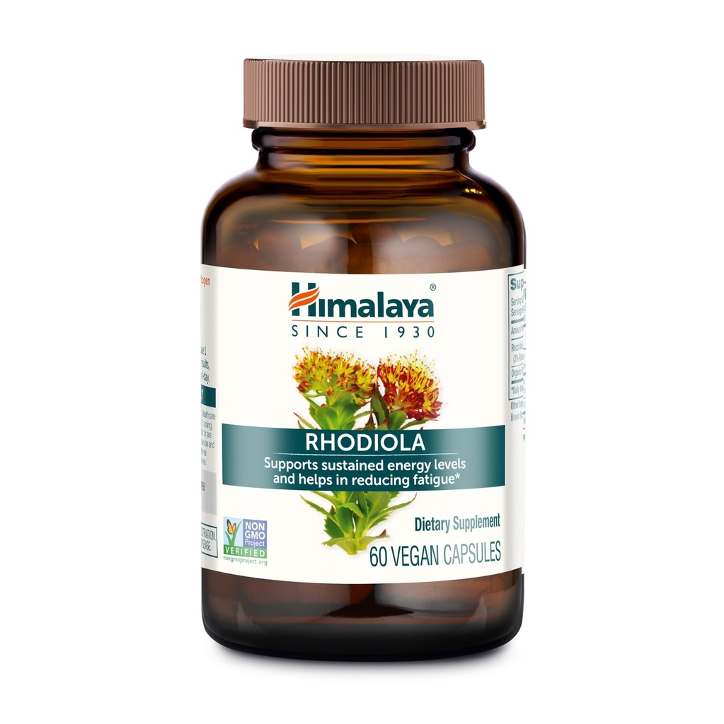 Himalaja Rhodiola Rosea - Zeliščna energijska dopolnila za podporo razbremenitev stresa, energijo in vadbo vzdržljivost - Vegan, Gluten Free, 250 mg, 60 kapsul