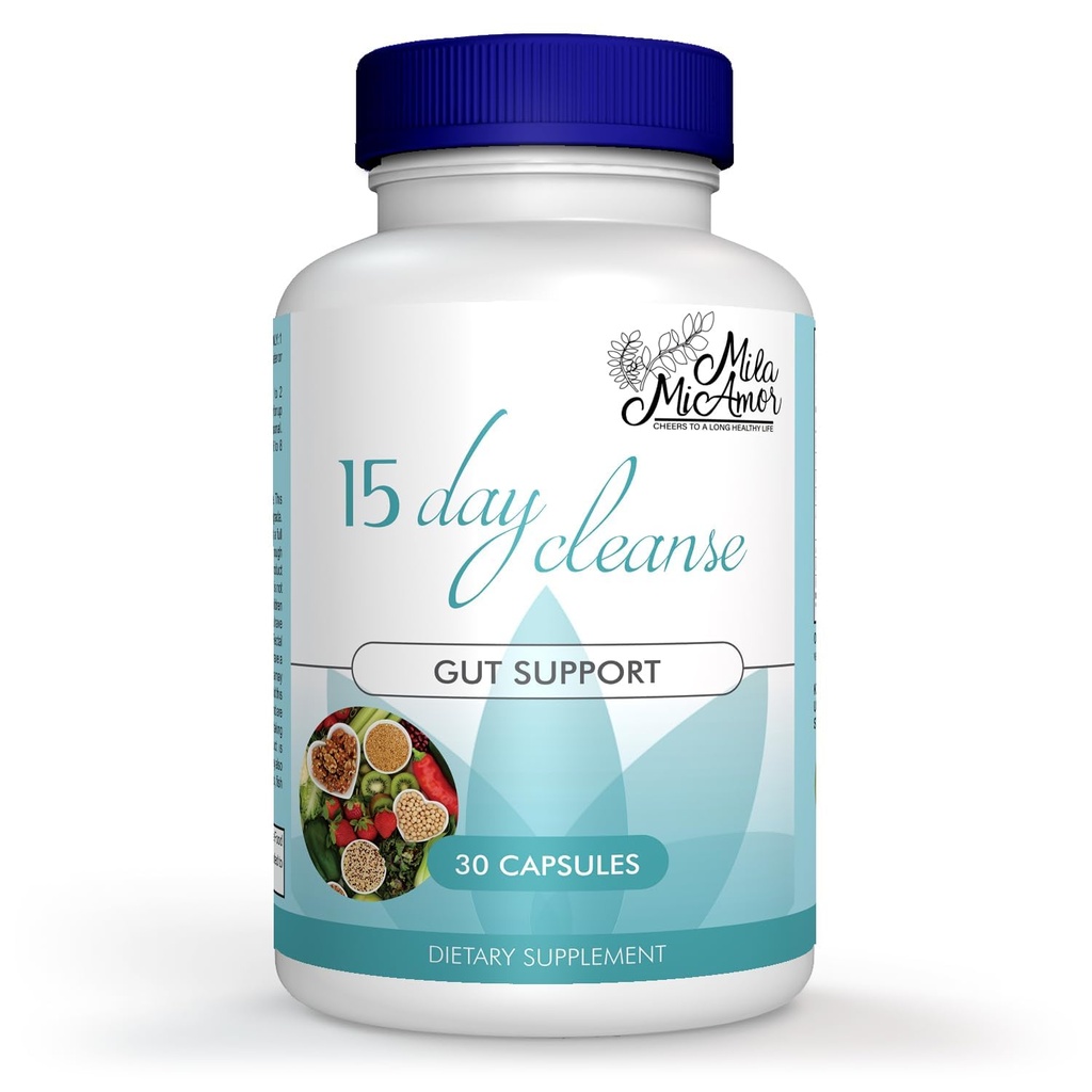 Mila Miamor 15 Day Cleanse - Gut and Colon Support - Napredno čiščenje Gut Detox za ženske in moške s Senno, Cascara Sagrada & Psyllium Husk - Ne-GMO - Izdelano v ZDA - 30 kapsul