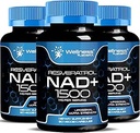 Wellness LABSRX NAD dodatek, 1500mg - Liposomna NAD+ Dodatek z Resveratrol, NAD Plus povečanje - podpora celično zdravje in zdravo staranje - Ultra moč kapsule, ZDA Made - 3 Pack
