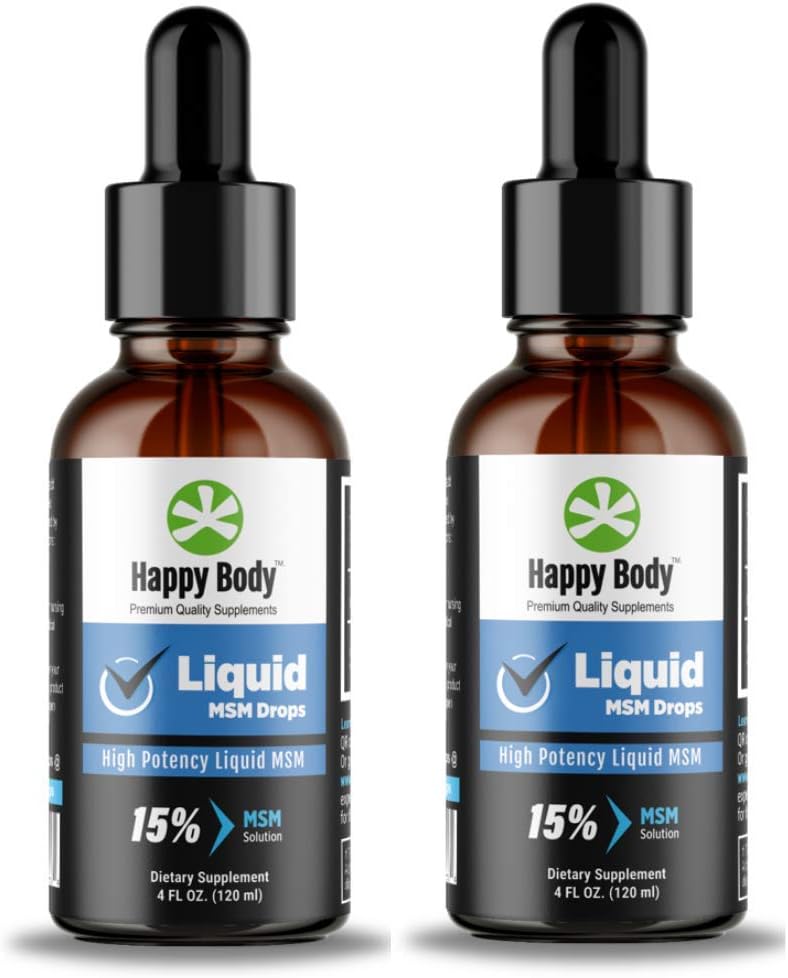 SREČNA BODY Tekoči MSM pade Najvišja MSM vsebina v tekoči MSM dodatek. Idealno za obe peroralni in topični aplikaciji - 1 x 4 fl. oz Steklenica (2 pakiranji)
