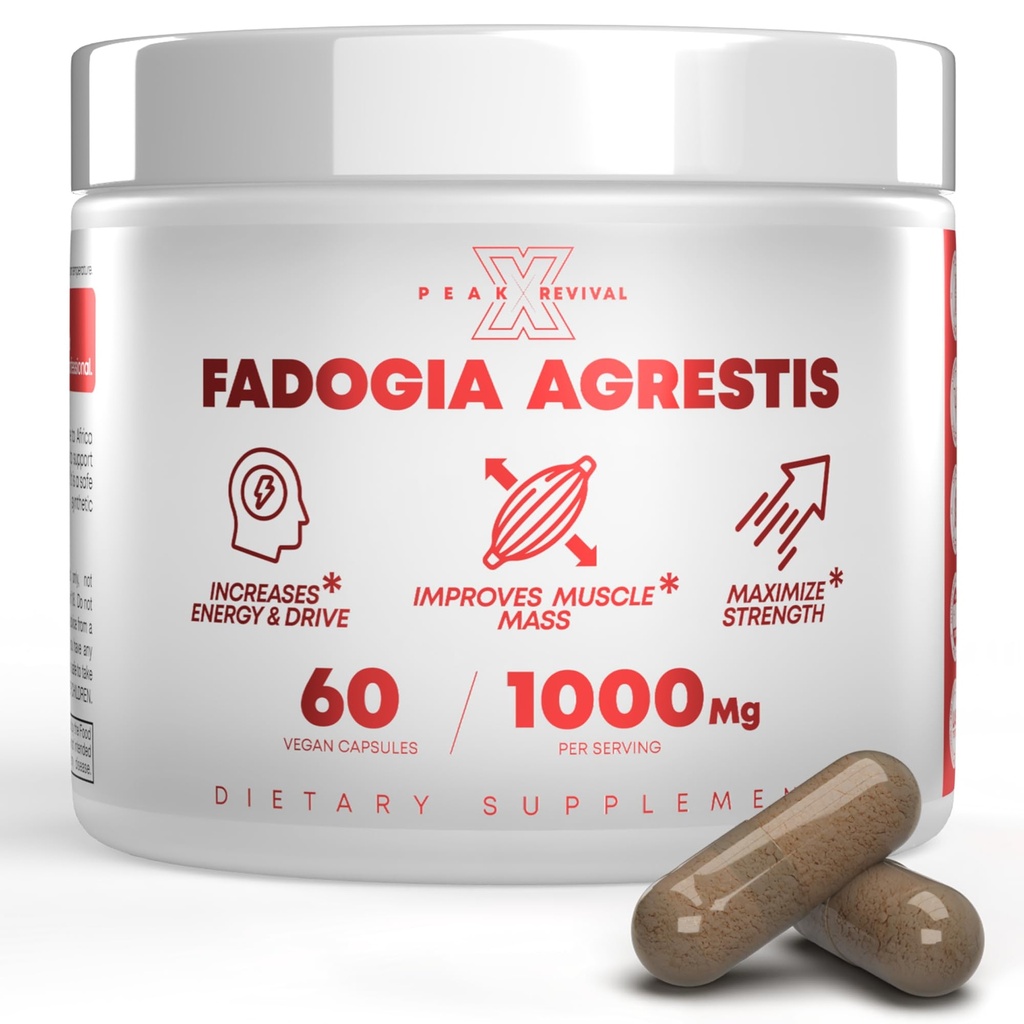 Fadogia Agrestis 1000mg na servisni dodatek - močan ekstrakt za povečanje energije, atletske zmogljivosti in mišične mase - dopolnila, Izdelano v ZDA (60 kapsul)
