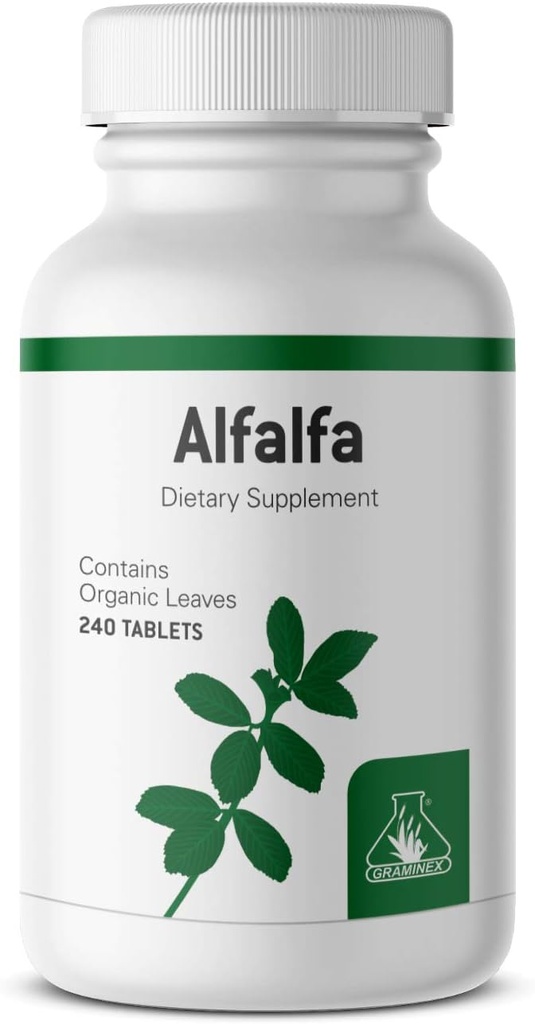 Graminex Alfalfa tablete - ne- GMO zelena Superfood dodatek z vitamini, minerali, aminokisline - 240 tablet