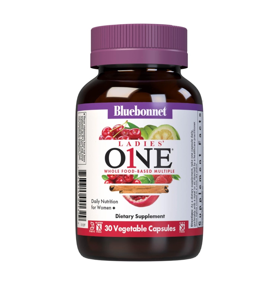 Bluebonnet Nutrition Ladies One Organic Zelenjavna kapsula, Cela hrana Multiple, K2, Energija, Vitalnost, Non-GMO, Gluten, Soy & Milk Free, Kosher, 1 mesec dobave, svetlo siva, 30 Število