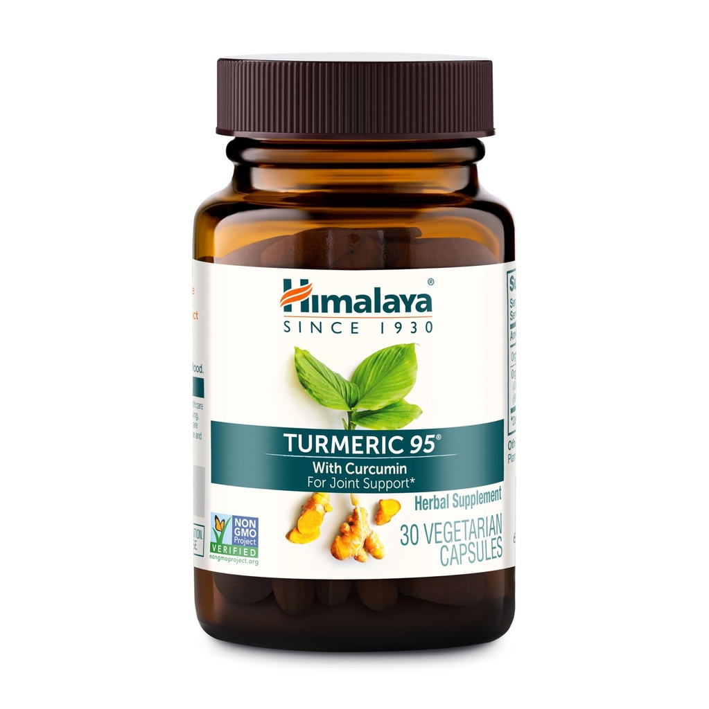Himalaja 95 - Zeliščni dodatek s kurkuminom za skupno podporo in mobilnost, 95% kurkuminoidov - veganski, ne- GMO, brez glutena, 600 mg, 30 kapsul