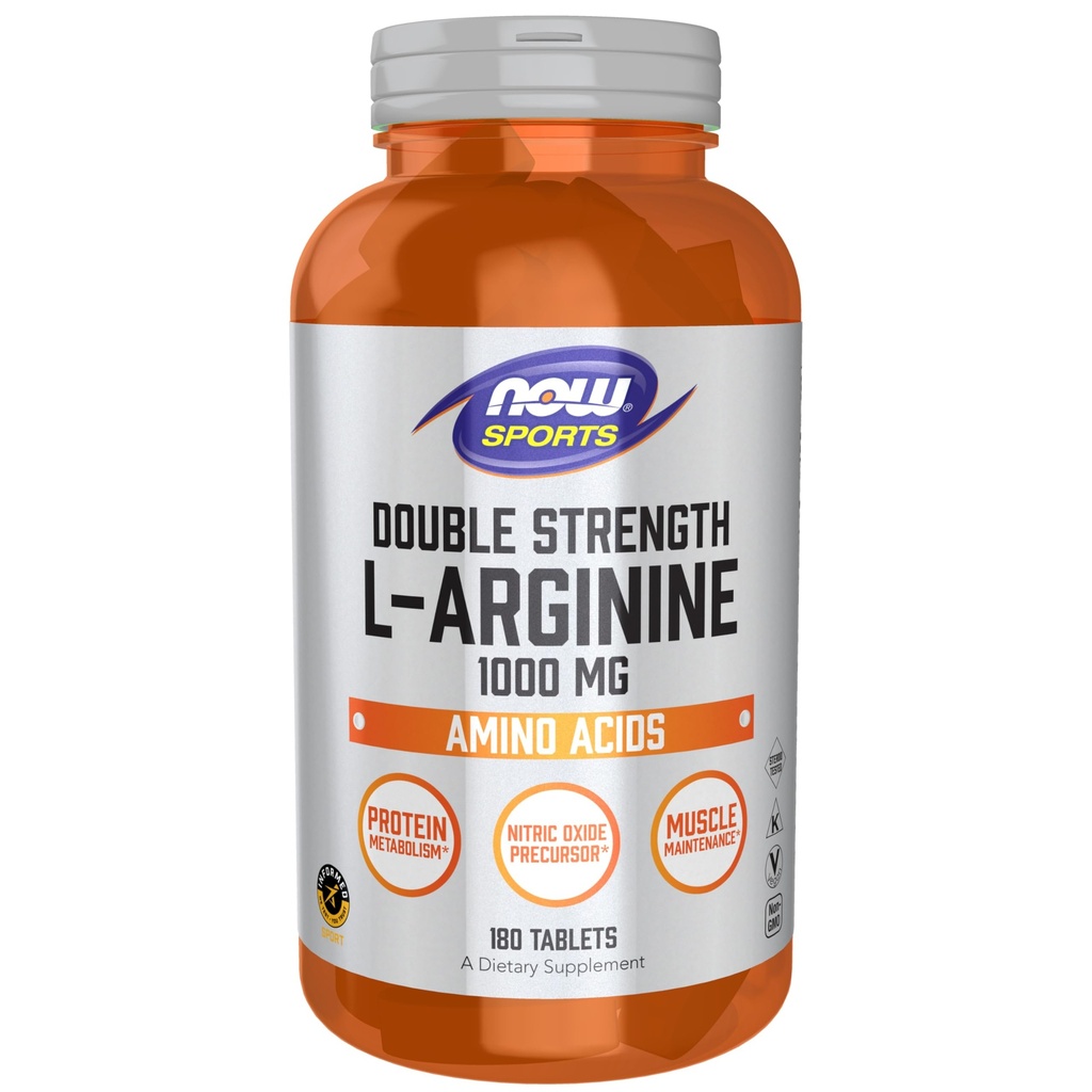 Now Foods Sports Nutrition, L-Arginin Dvojna moč 1000mg, dušikov oksid Prekursor, aminokisline, 180 tablet