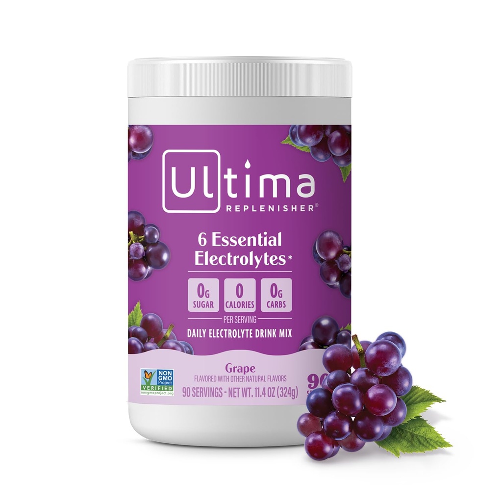 Ultima Replenisher Daily Electrolyte Powder Drink Mix – Sugar Free – Grozdje, 90 Servingation Powder s 6 Ključ elektroliti in trace Minerals – Keto Friendly, Vegan, Non-GMO