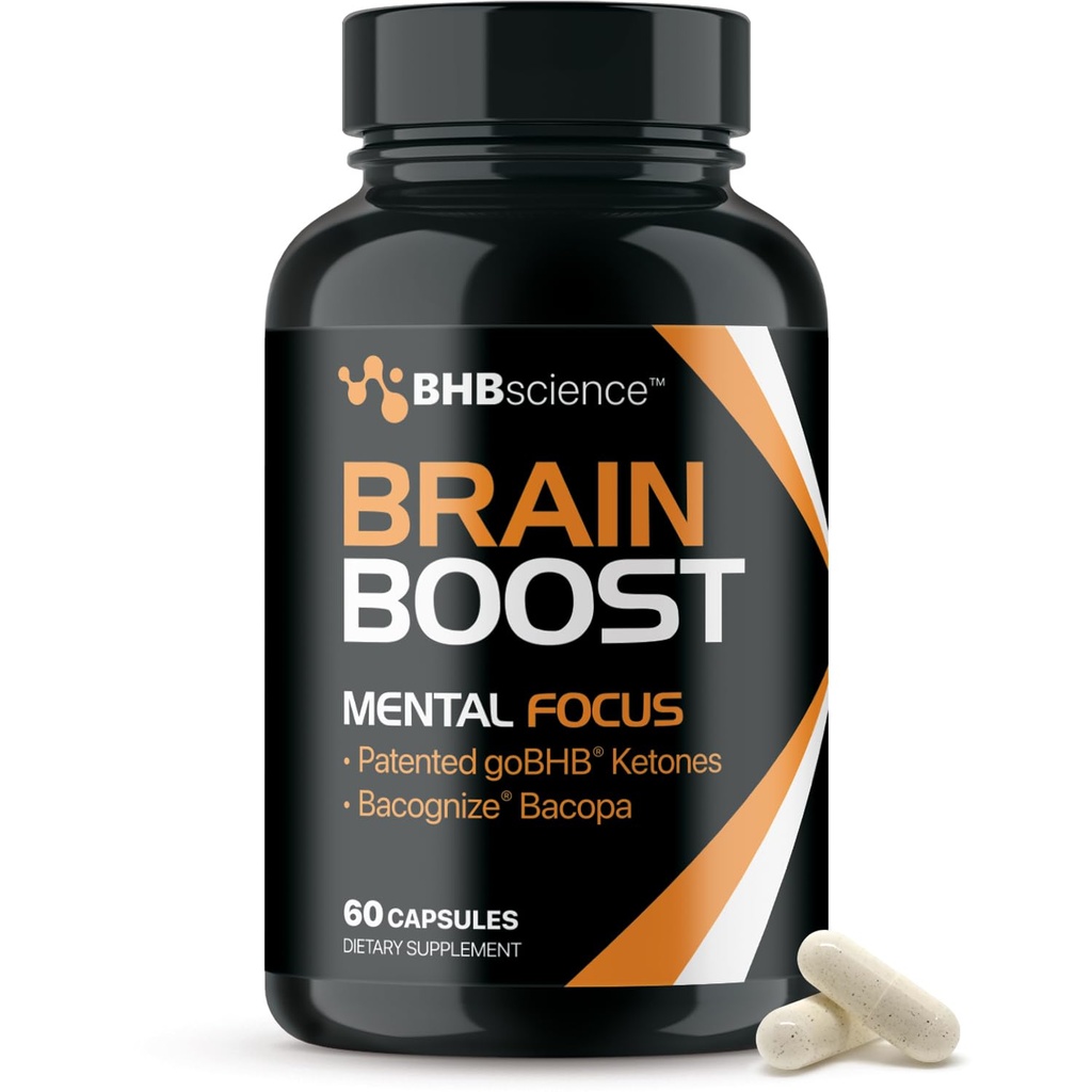 Brain Booster Supplement for Focus - Klinično potrjena Nootropics Brain Support Supplement with Bacopa Monnieri Extract & Patented goBHB za kognitivno podporo - 3. stranka testiran (30 Serving)