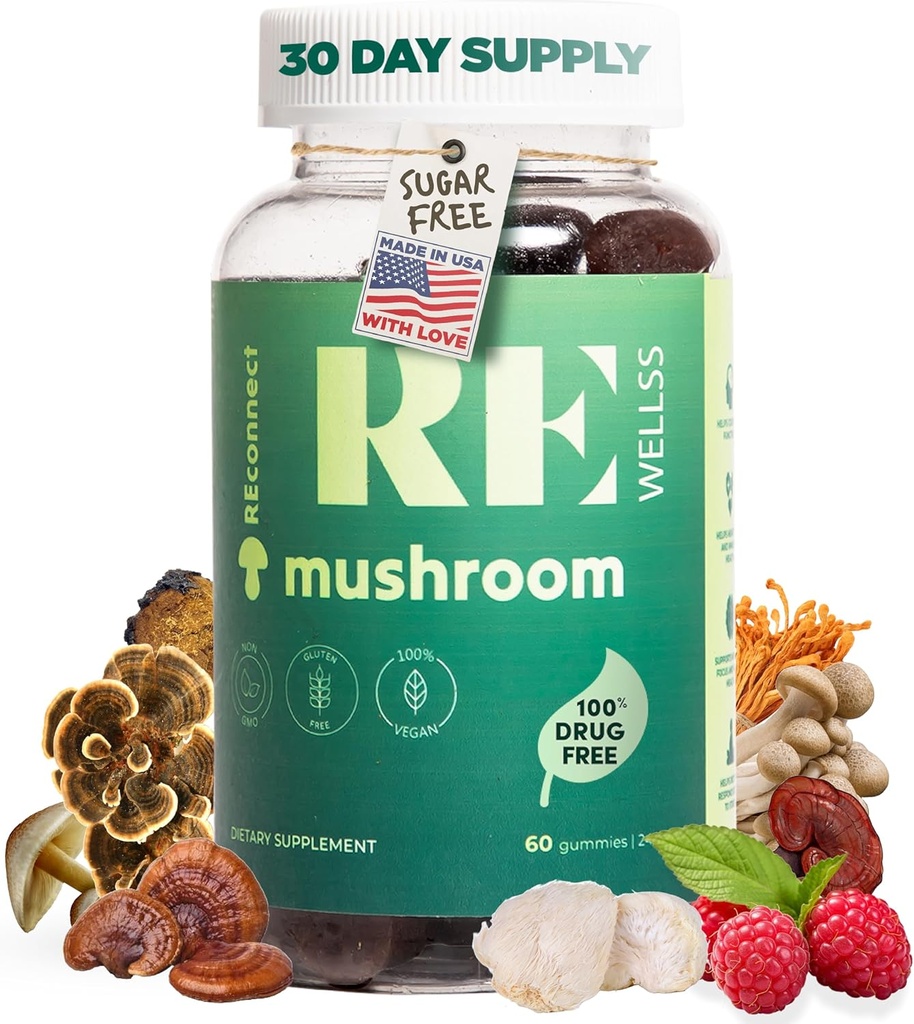 Super gobe Gumies I Sugar Free Organic Daily I Chaga Cordyceps Lions Mane Maitake Shiitake Turčija Tail Reishi 