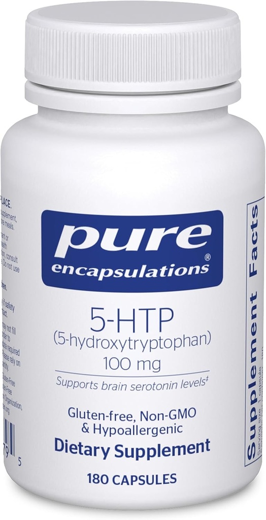 Čiste enkapsulacije 5-HTP 100 mg - podpora za zdravje možganov, urejanje spanja in apetit* - 5-hidroksitriptofan - brez glutena in brez glutena - 180 kapsul