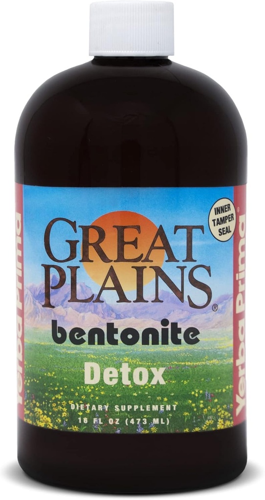Yerba Prima Liquid Great Plains Bentonite Clay - iz starodavnega vulkanskega pepela - Naravni mineral dodatek