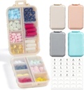 4 Pack, 14 GRIDS potovalne tablete Organizator škatle z nalepkami - Travel Medicine Case Kit - žepni dnevni lekarna kontejner - Travel Medication Imetnik Dispenser za ribje olje Vitamin dopolnilno shranjevanje