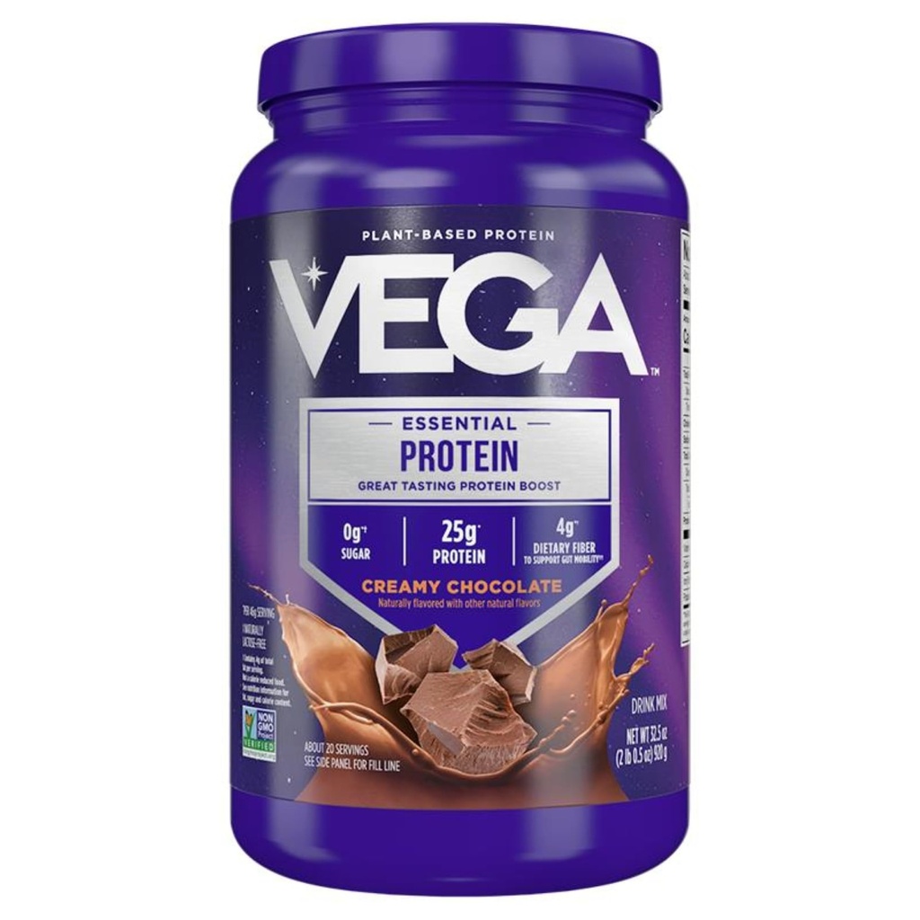 Vega Original Essential Protein - 25g Rastlinske beljakovine, Kremasta čokolada, 20 Serving, Veganska ne-GMO pijača Mix, Smoothie & Shake Ready, Gluten Free, Dairy Free, 32.5oz (Packaging May Vary)